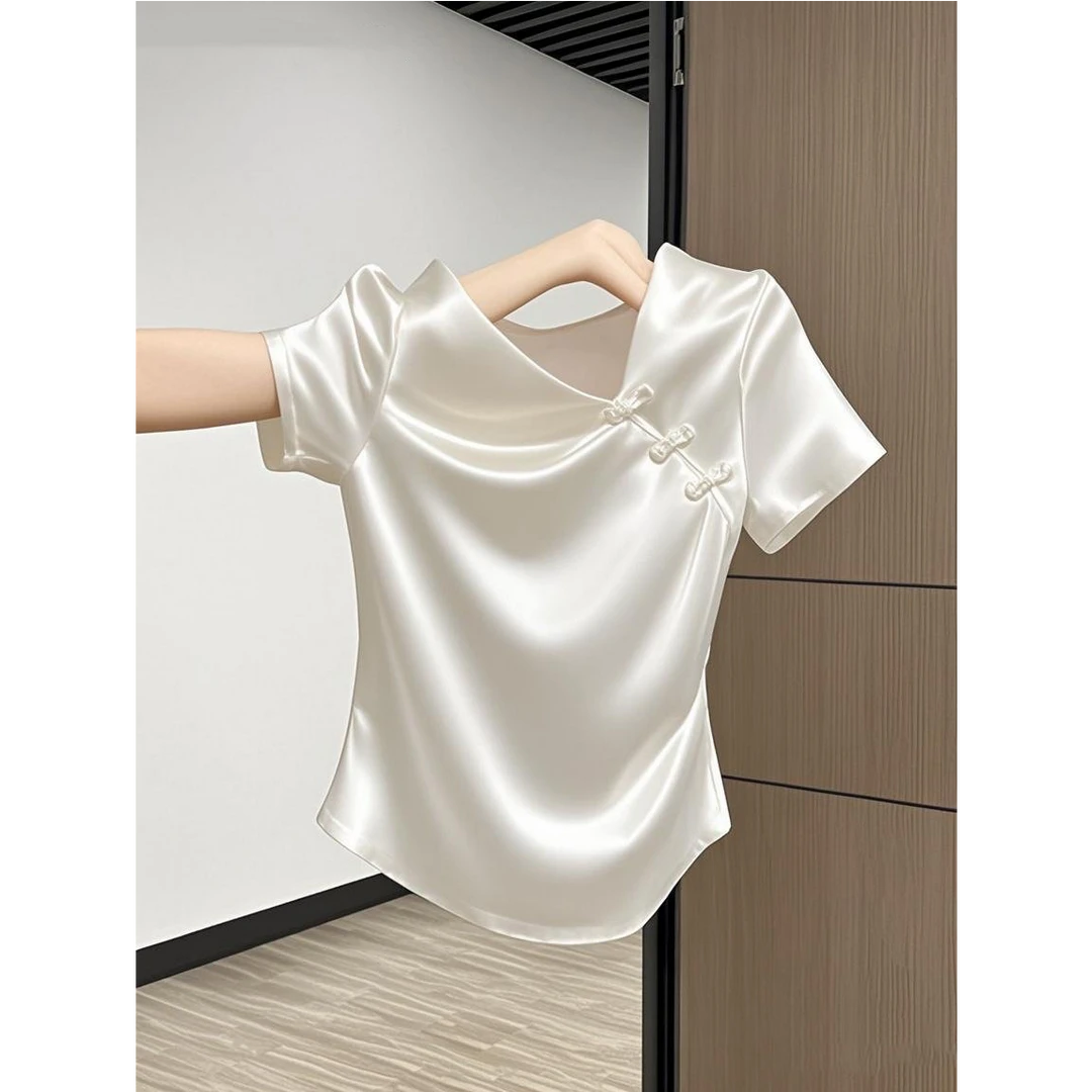2025夏季新款国风显瘦气质修身百搭设计感小众上衣超好看T恤爆款