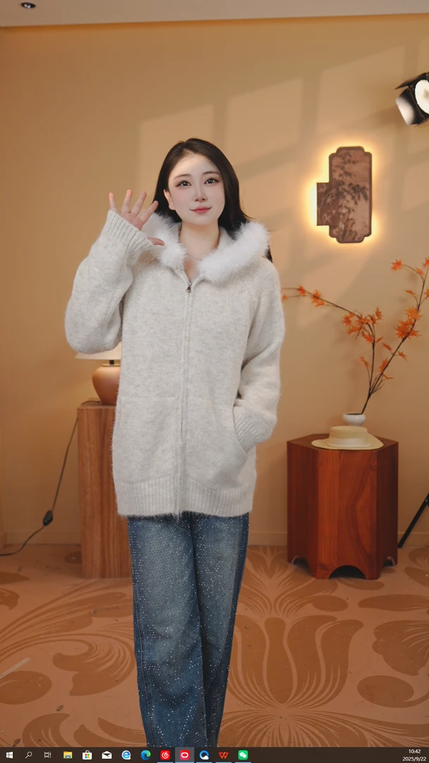 绒雪（宋正恩毛领同款针织女装毛衣）