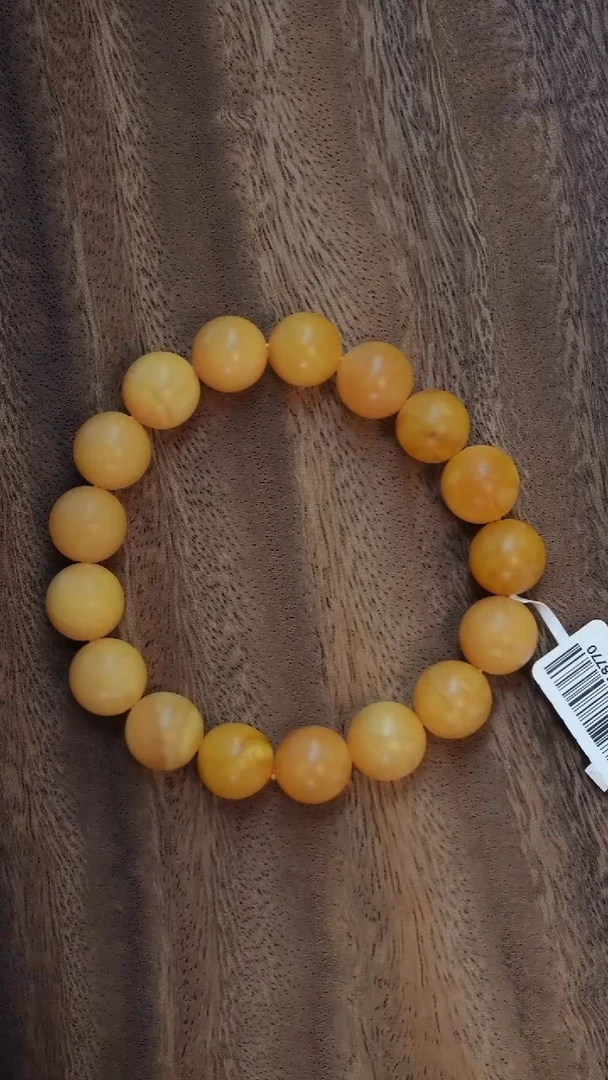 裸石琥珀未镶嵌磨砂花蜡圆珠手串 卡12-13左右 克重19g