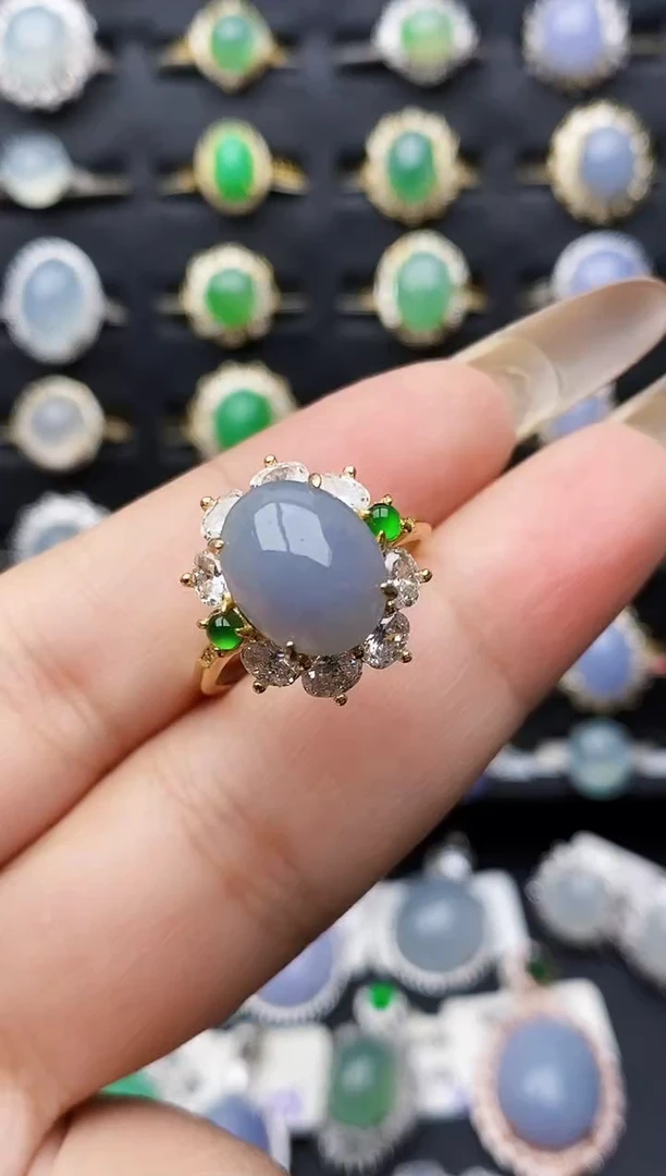 银S925镶嵌戒指翡翠0469