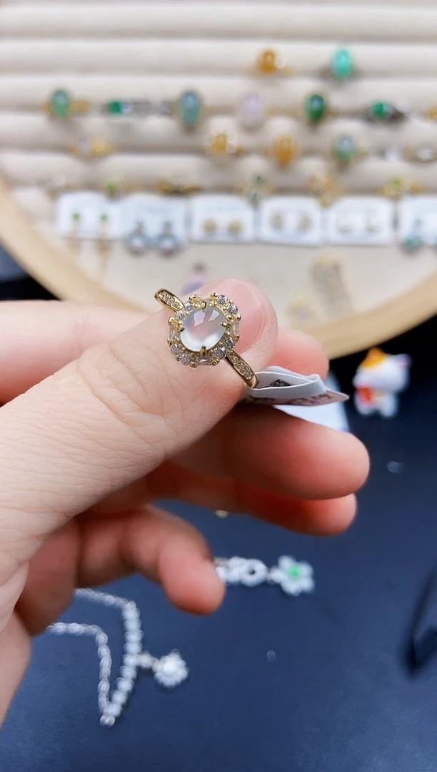 翡翠戒指银S925镶嵌12