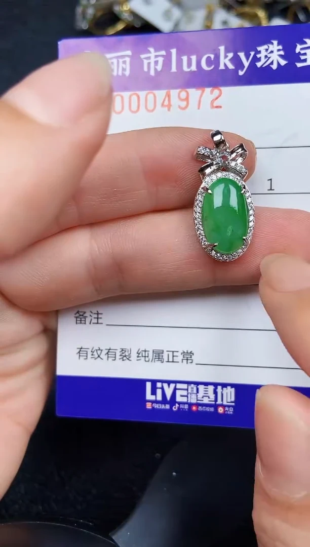 翡翠银S925镶嵌颈饰4972