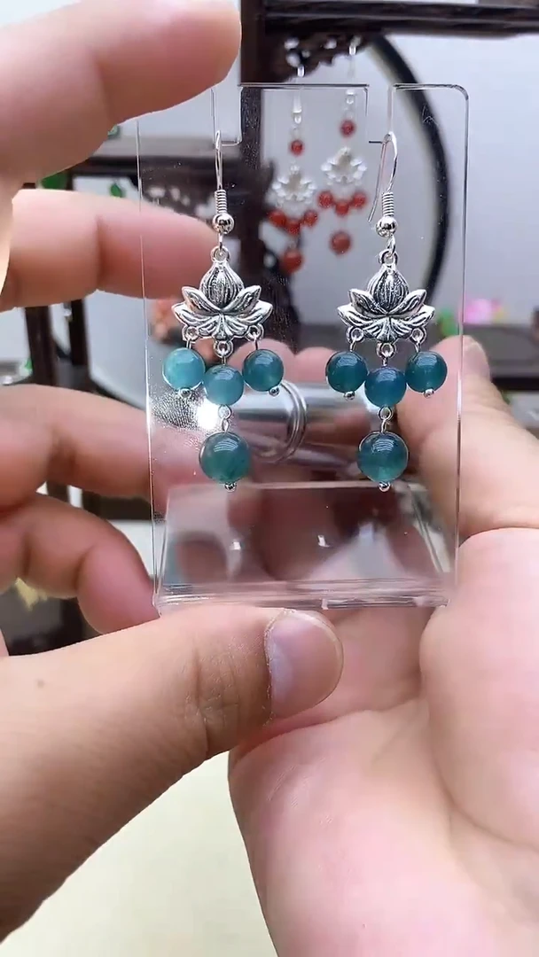 翡翠银S925镶嵌耳饰110号