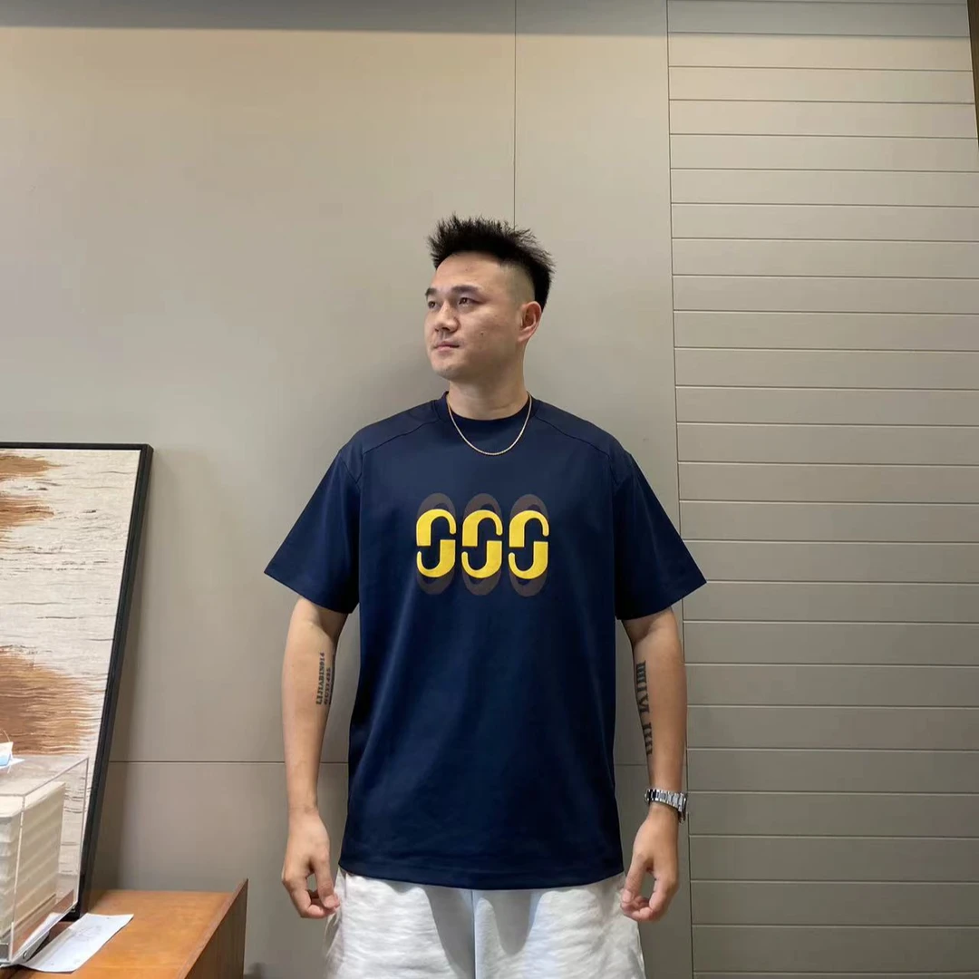 2025夏季液氨棉凉感透气男士胶印图案宽松百搭T恤短袖90322