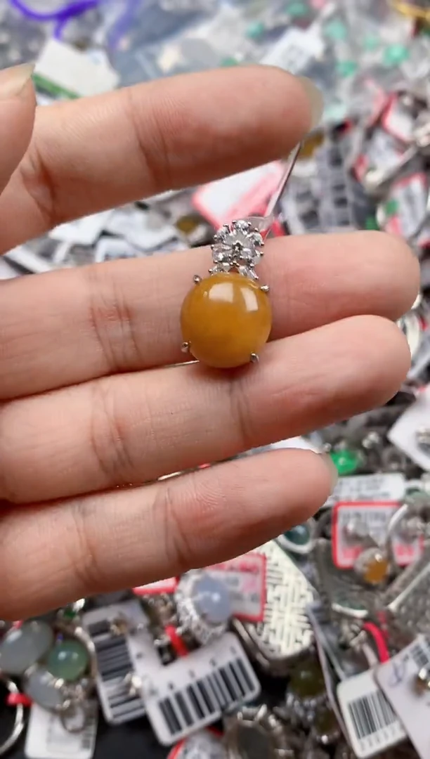 银S925镶嵌戒指翡翠天然A货缅甸翡翠