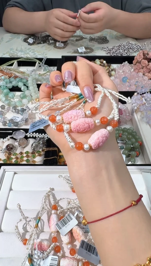 水晶手链未镶嵌Q027女王回纹桶珠编绳款