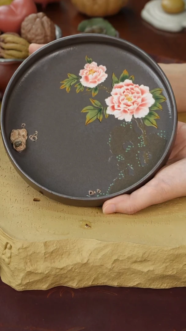 茶壶紫砂牡丹紫砂茶盘