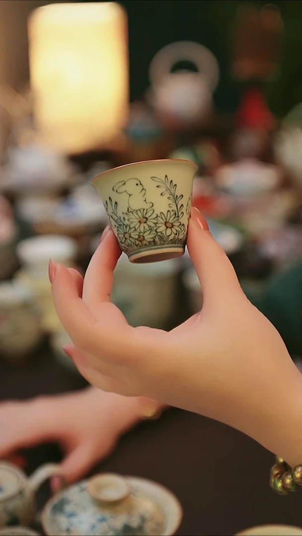青云茶斋陶瓷茶具小兔子铃铛杯