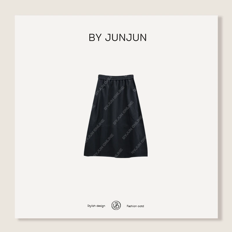 ByJunjun【热气球】醋酸羊绒软糯毛呢感立裁裙秋冬半身裙