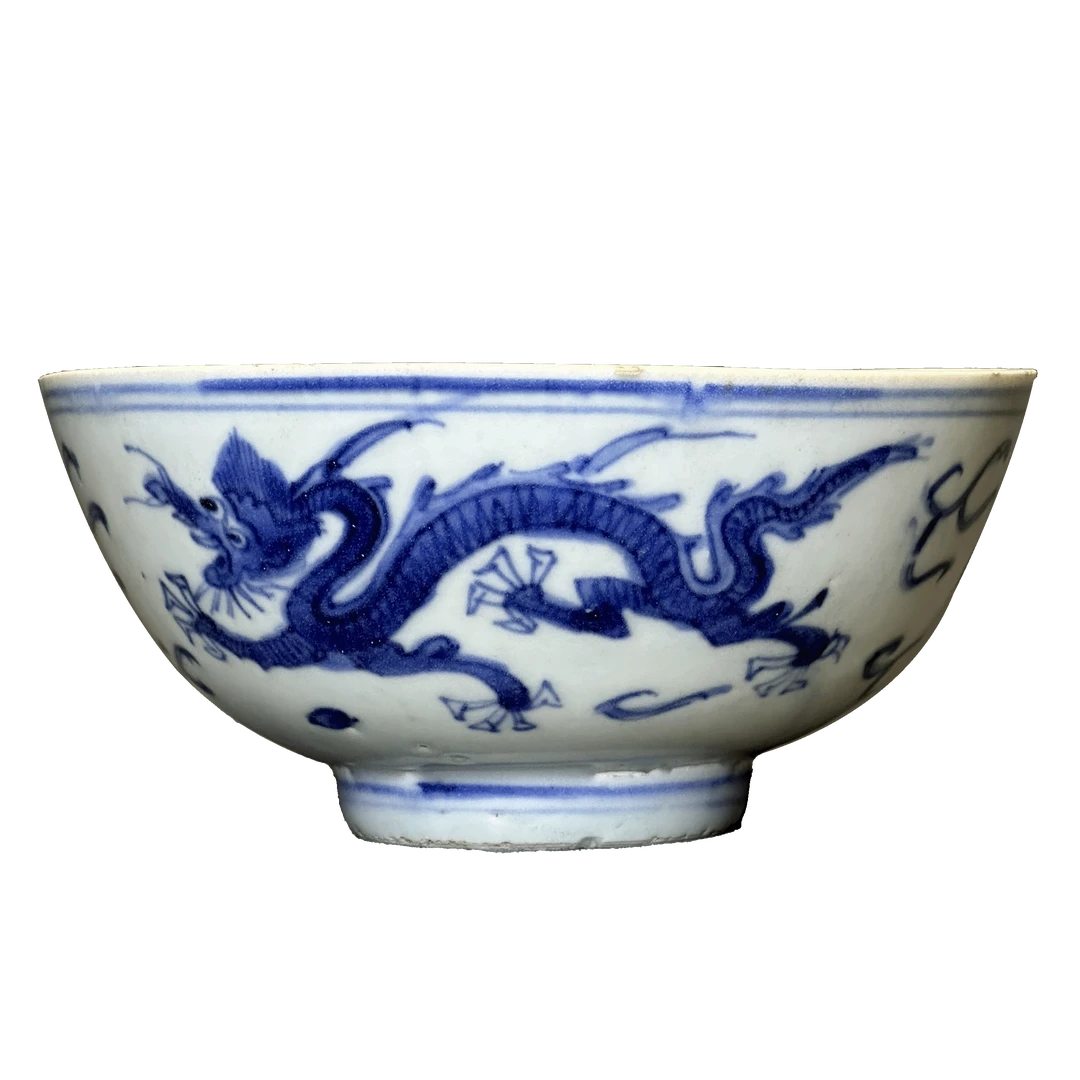 25028112y青花双龙赶珠纹碗