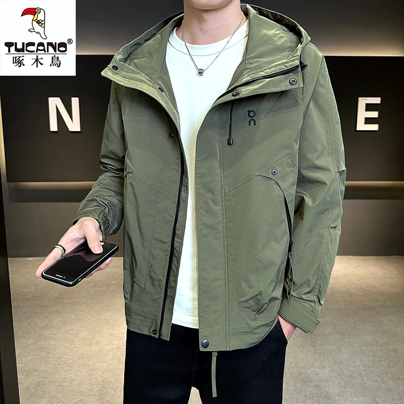 啄木鳥TUCANO新款春秋连帽时尚男士休闲百搭帅气工装冲锋版型夹克