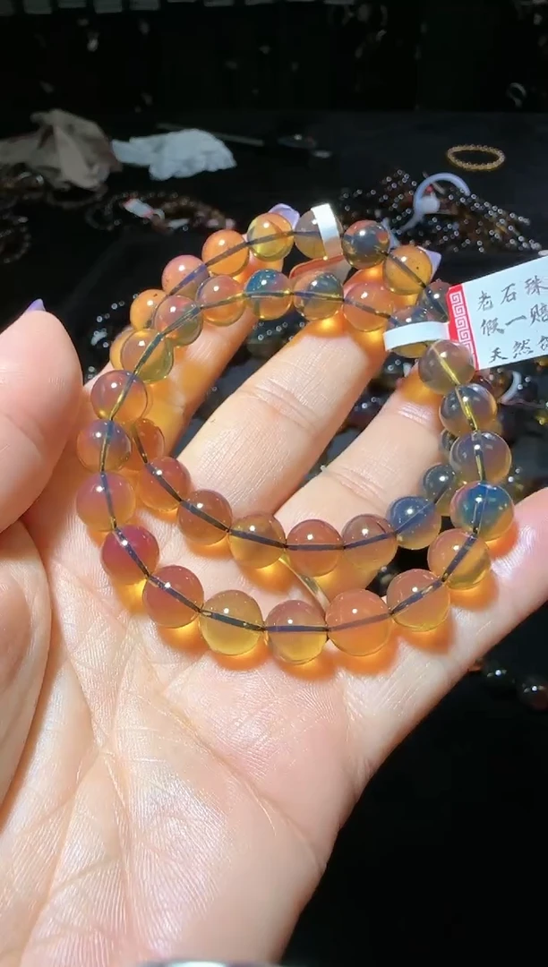 未镶嵌琥珀手链皮*聂缅甸天然蓝珀手串