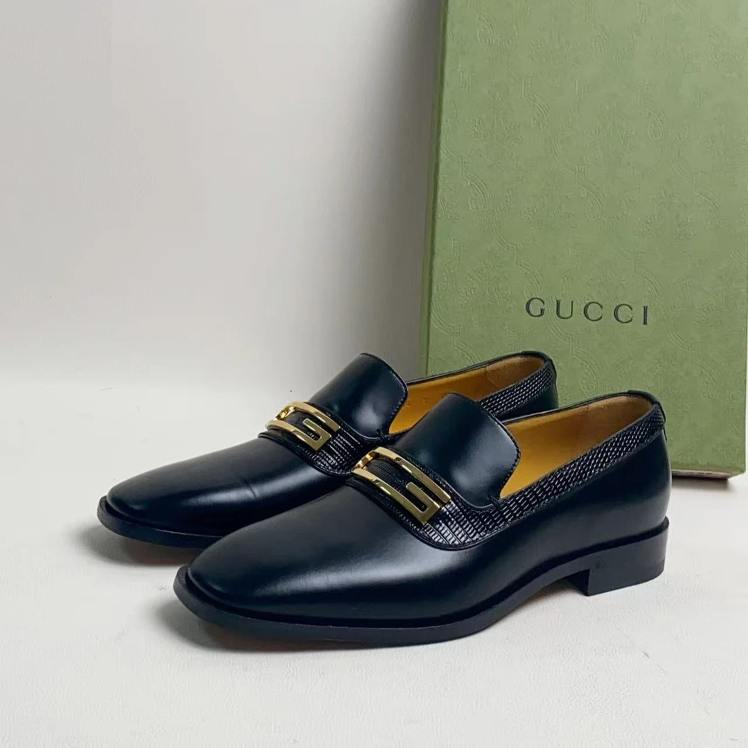 99新 GUCCI/古驰 古驰男士休闲百搭商务皮鞋 正品未使用