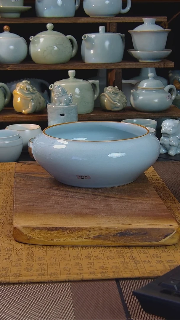 瓷片原矿汝瓷福利茶洗，不完美