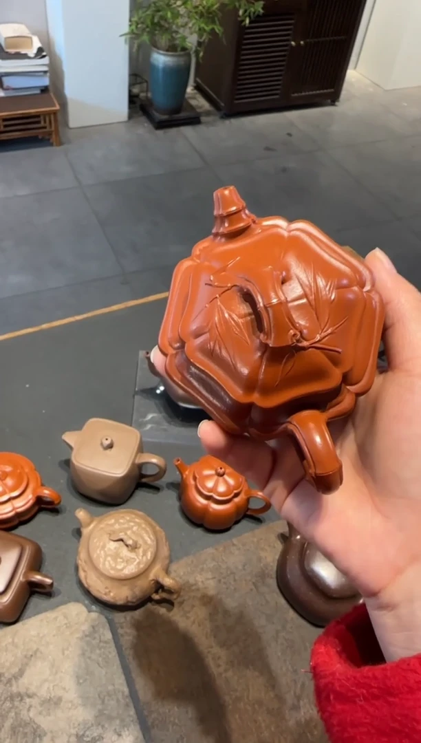 【闪购商品】紫砂茶壶六方海棠双线竹鼓