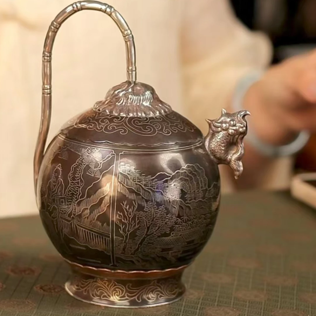茶壶大魔王 乌铜走银 乌铜走银 倒转乾坤酒壶 WTZY09