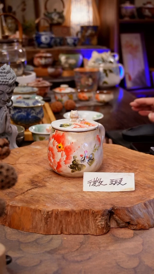 杯牡丹景德镇手工手绘