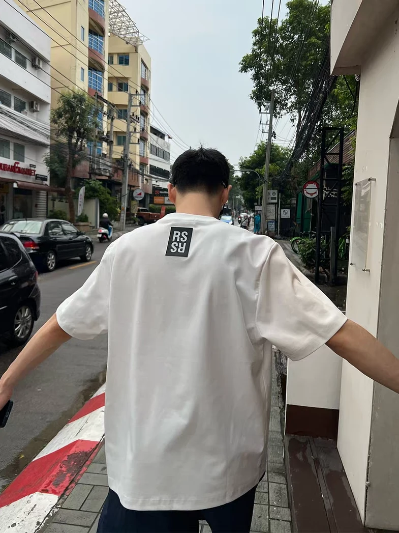 重磅280g纯棉T恤男款港风潮流时尚简约印花半袖圆领潮牌短袖t恤男