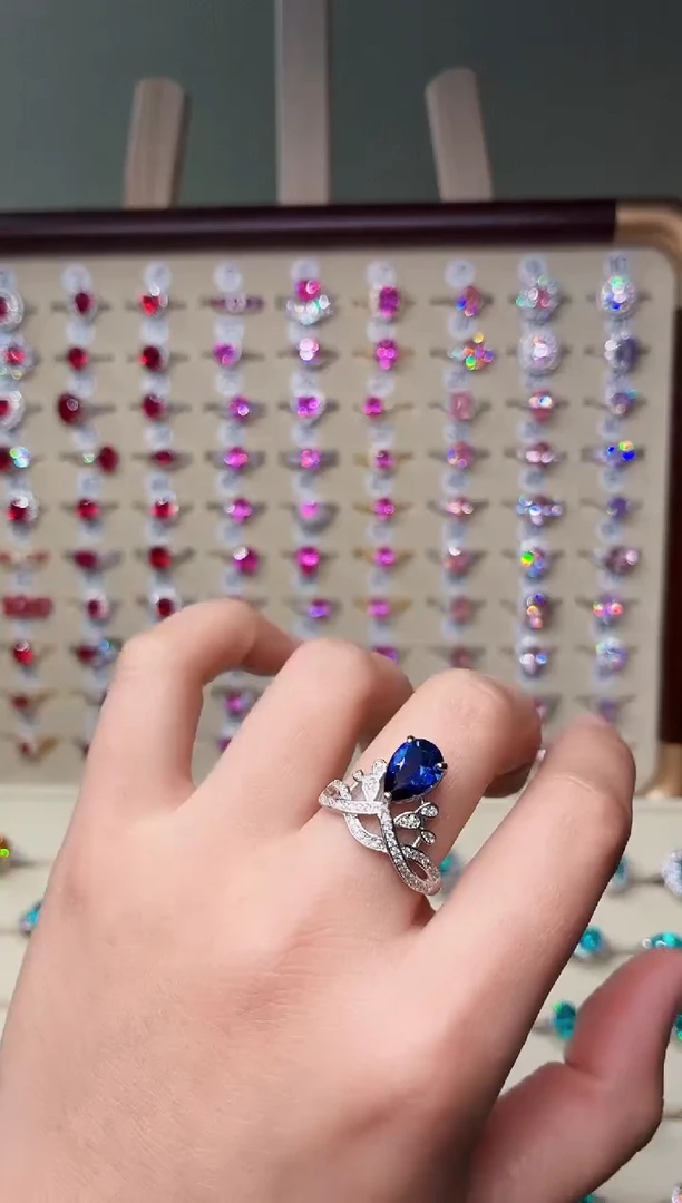 戒指蓝宝石银S925镶嵌000