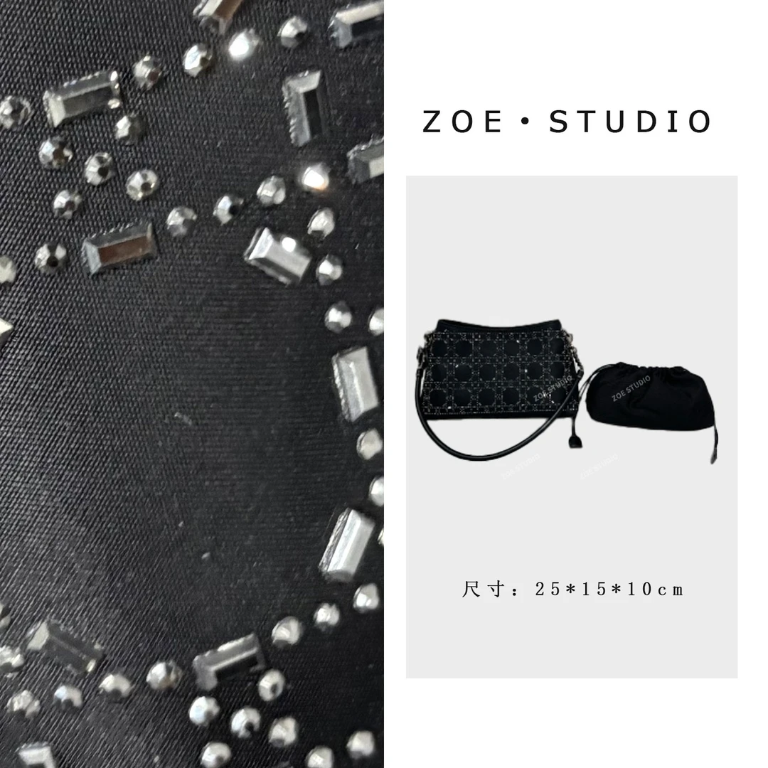 【佐伊甄选】ZT-D7238-水钻黑轻奢女士时尚复古简约腋下斜跨包