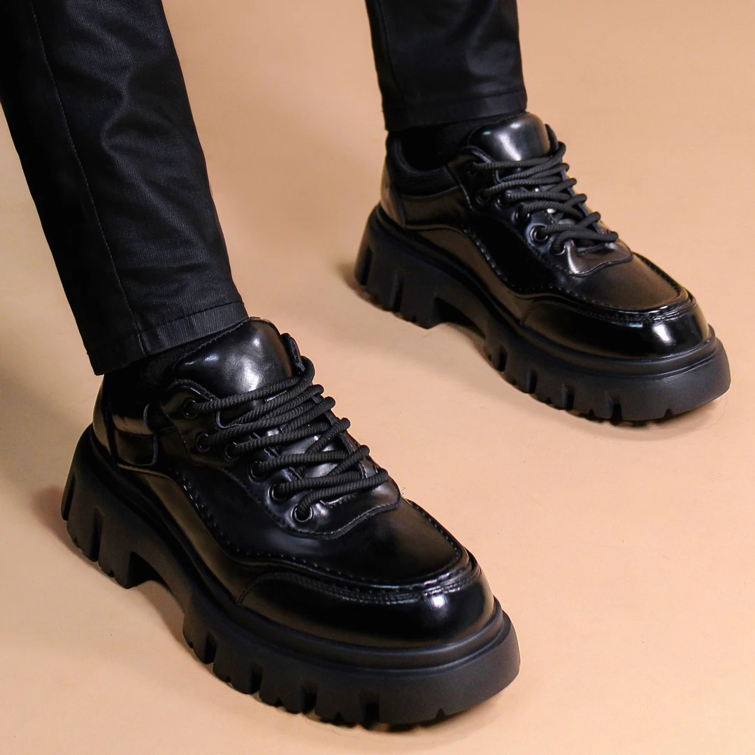 休闲运动皮鞋男新款厚底增高商务正装英伦青年软底潮流百搭男鞋子