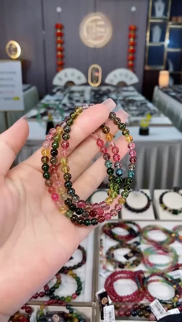 未镶嵌收藏级老矿碧玺三圈手串5mm+碧玺hon多样性发货一条