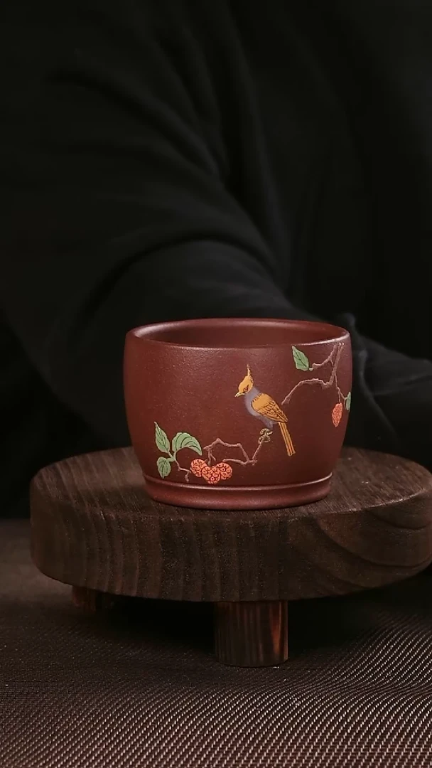 茶杯紫砂紫砂刻绘主人杯12