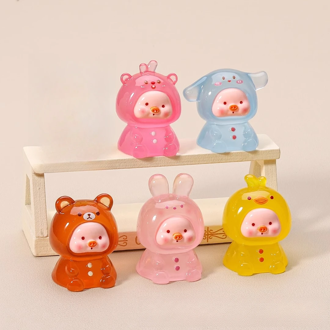 【直播拆】树脂夜光小猪动物崽崽可爱网红车载DIY饰品摆件