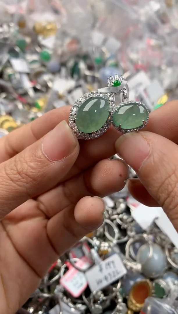 银S925镶嵌戒指翡翠3333----1