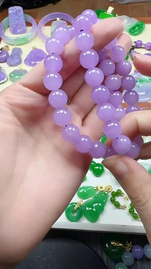 颈饰未镶嵌翡翠冰紫10mm手串