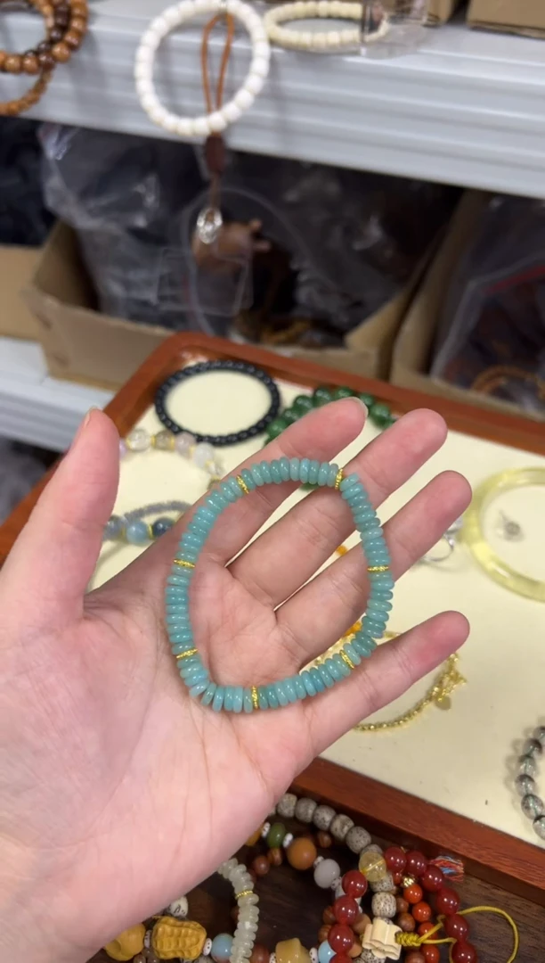 手链未镶嵌天河石老矿天河石精工蝶珠款手链