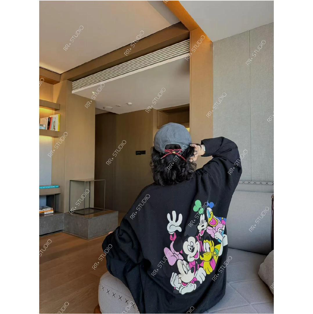 23080繁星点点慵懒减龄卡通印花长袖T恤女宽松百搭时尚上衣