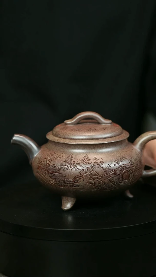 茶壶紫砂无*H2244李小琴段泥三足圆炉