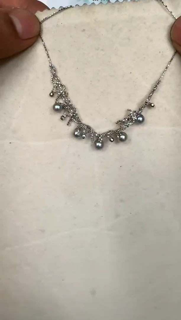 颈饰银S925镶嵌海水珍珠项链