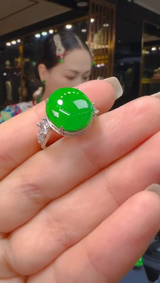 银S925镶嵌戒指翡翠068（多样性发其一）