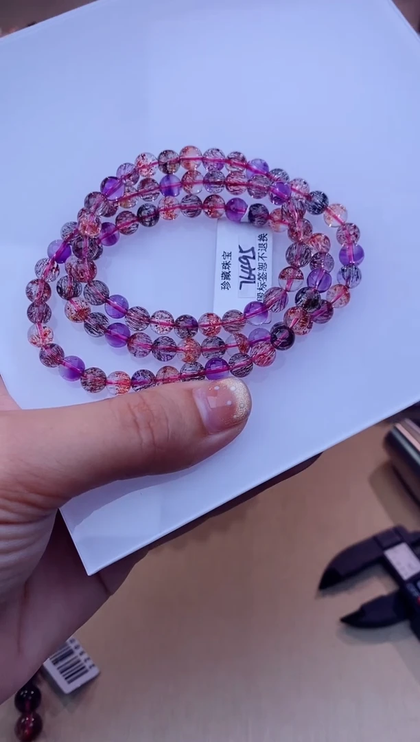 未镶嵌手链水晶黑加仑超七多圈6m+