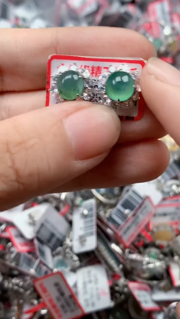 银S925镶嵌戒指翡翠天然A货缅甸翡翠