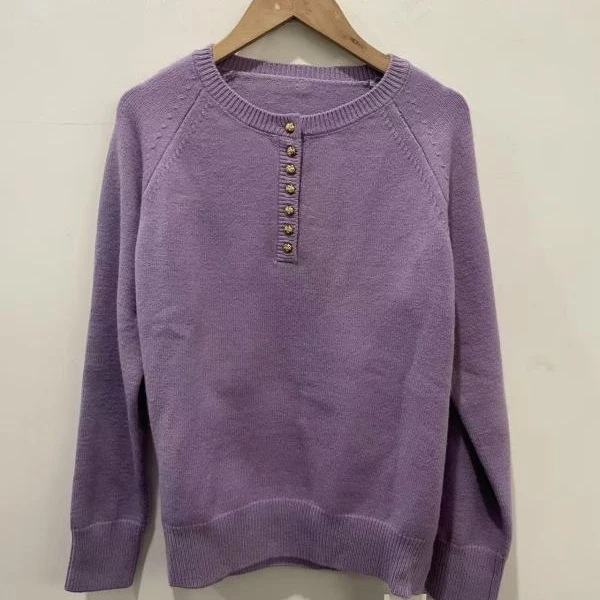 Y057 【简一一专属】紫色半开衫纯色长袖针织衫休闲百搭