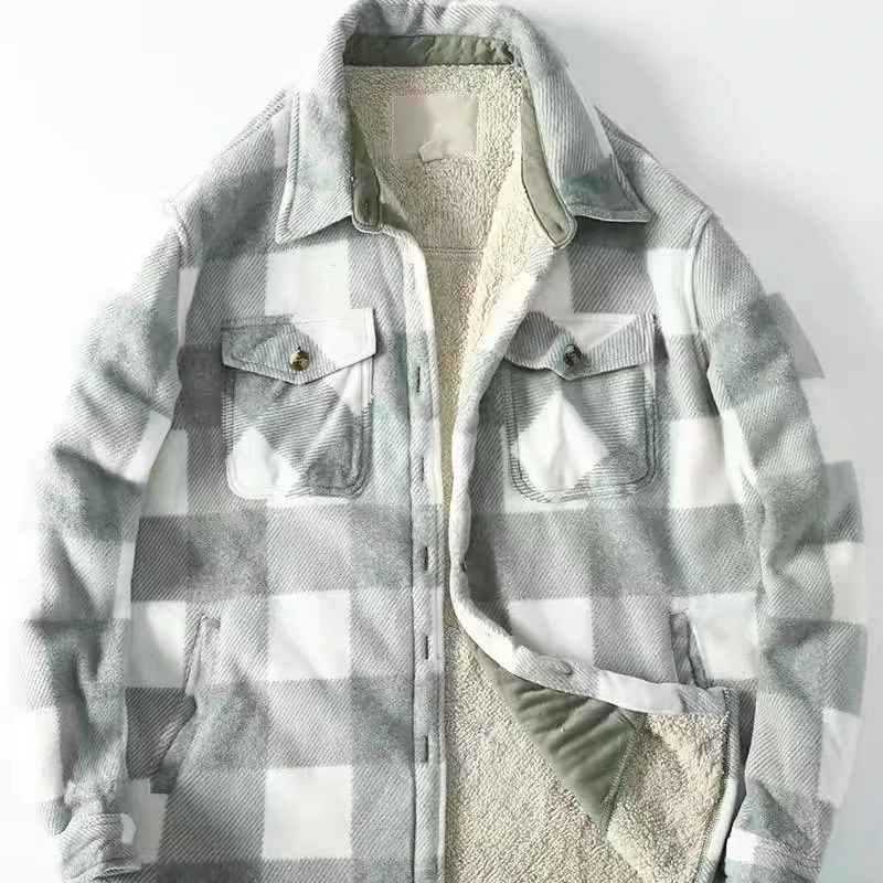 轻盈加厚羊羔绒夹克男女休闲户外衬衫保暖外套5379