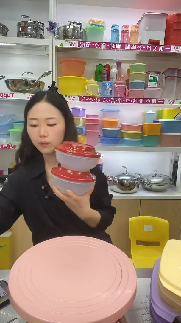 塑料盖子款特百惠美食套碗2个