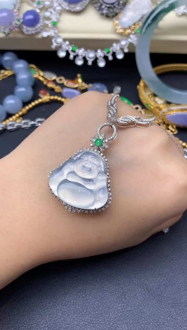 颈饰18K金镶嵌翡翠?454-雪姐翡翠天天见