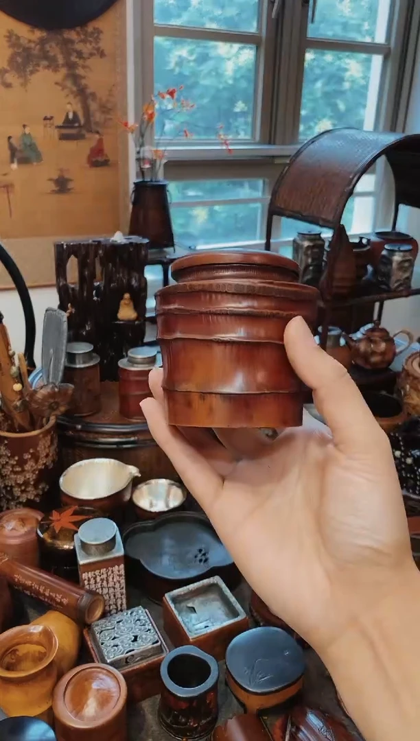 恰**季老竹根精品款茶叶罐