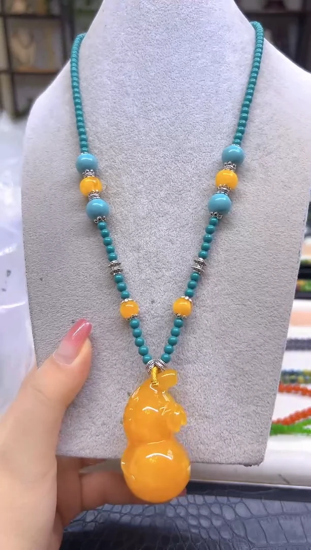 蜜蜡毛衣链未镶嵌DIY款M705