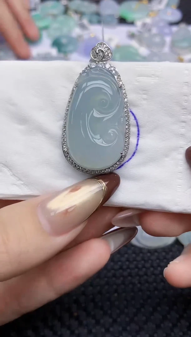 颈饰银S925镶嵌翡翠271   天然翡翠A货  百元以上9米证书费自理