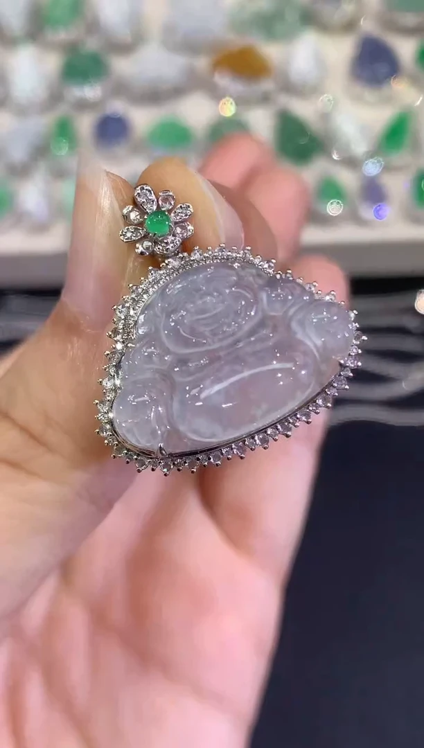 吊坠(不含链)18K金镶嵌翡翠B112