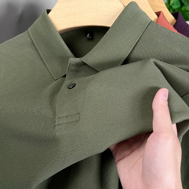 John Bunni100%纯棉长袖T恤男士春秋季新款商务休闲开叉POLO衫