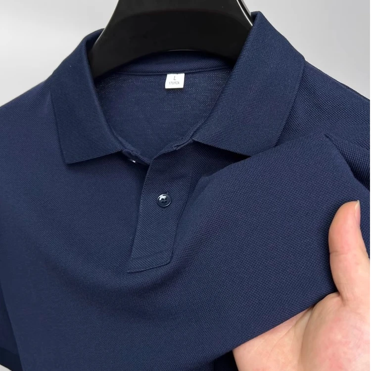 John Bunni高品质100%纯棉短袖POLO衫男夏季纯色休闲下摆开叉T恤
