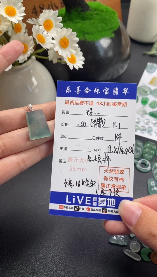 颈饰18K金镶嵌翡翠铅****头冰种无事牌