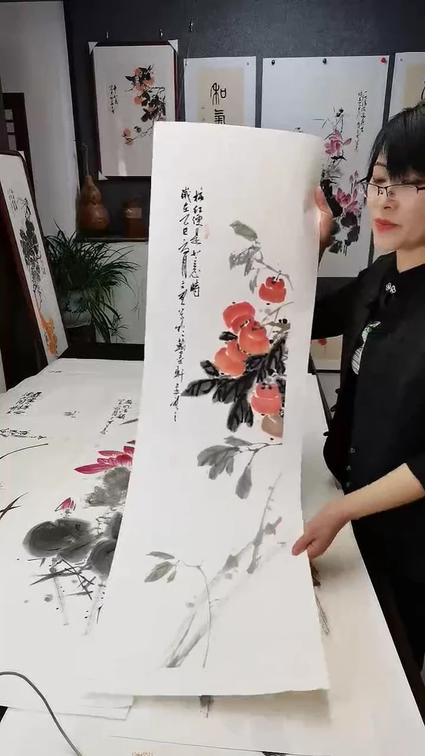 柿红便是如意时100*25cm