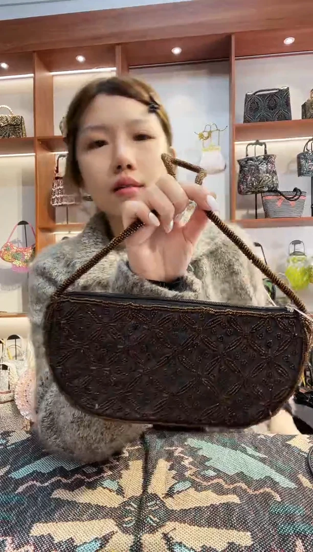 织物28号（多色可选）手工珠珠包包腋下斜跨包手拿包手提晚宴包